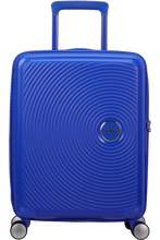 Load image into Gallery viewer, American Tourister SoundBox Blue 55cm Cabin Luggage – Expandable Spinner Suitcase