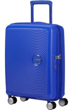 Load image into Gallery viewer, American Tourister SoundBox Blue 55cm Cabin Luggage – Expandable Spinner Suitcase