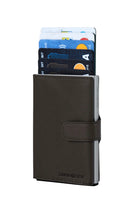 Load image into Gallery viewer, Samsonite Alu Fit-202 Slide-Up Wallet – Dark Brown Aluminium & Leather RFID Card Wallet