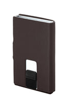 Load image into Gallery viewer, Samsonite Alu Fit-202 Slide-Up Wallet – Dark Brown Aluminium &amp; Leather RFID Card Wallet
