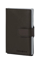 Load image into Gallery viewer, Samsonite Alu Fit-202 Slide-Up Wallet – Dark Brown Aluminium &amp; Leather RFID Card Wallet
